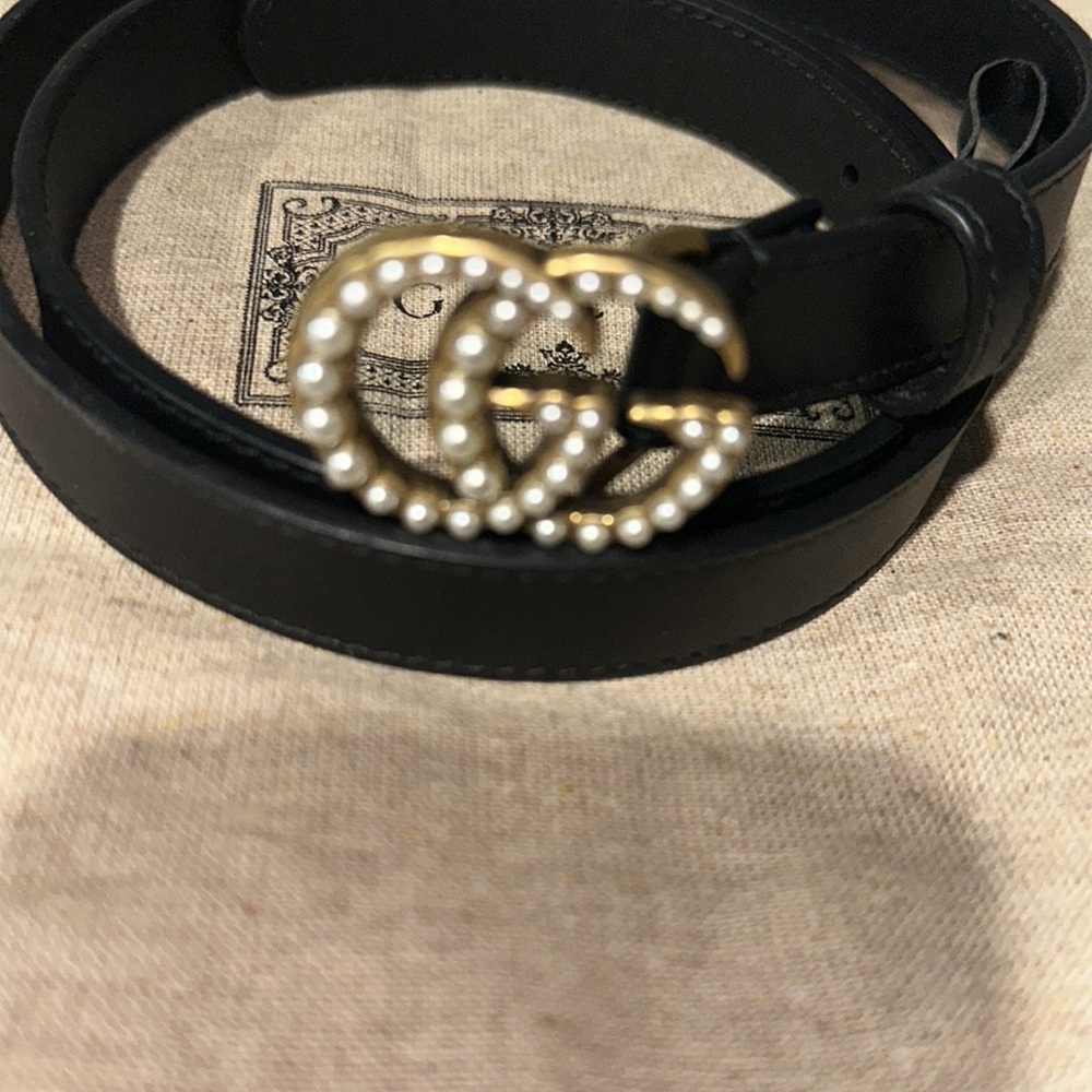 Gucci black belt with pearl - Picture 3 of 5